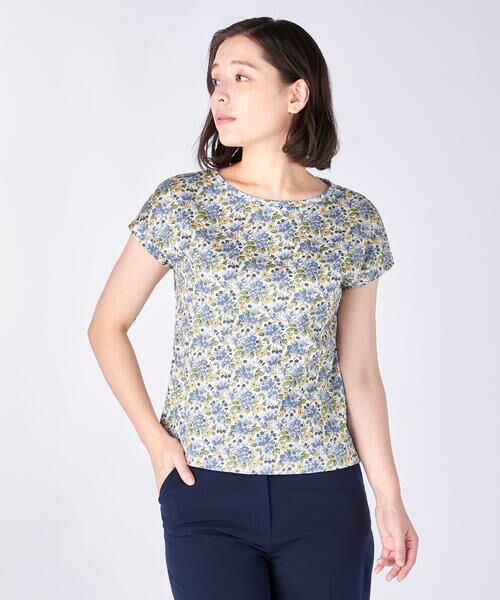 KEITH / キース カットソー | Canina Liberty Print Cut&Sewn フレンチスリーブ（ブルー）
