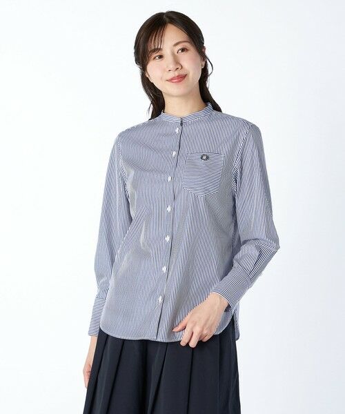 KEITH / キース シャツ・ブラウス | ロンドンストライプスタンドカラーブラウス(ブルー)