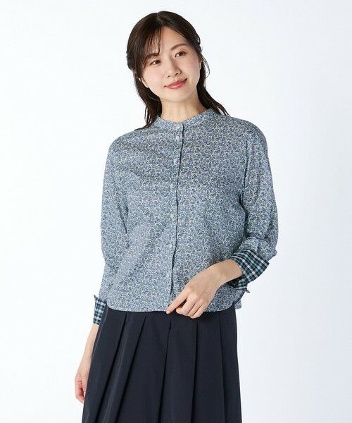 KEITH/キース Liberty Print Mamieスタンドカラーブラウス ブルー 38 KEITH/キース Liberty Print Mamieスタンドカラーブラウス ブルー 38