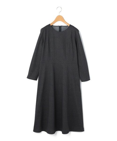 KEITH / キース ドレス | ストライプジャージーワンピース(チャコールグレー)