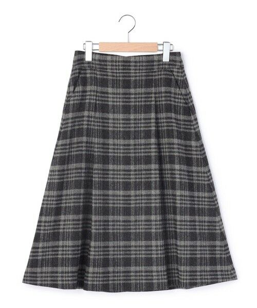 KEITH/キース ヘリンボンチェックスカート チャコールグレー 36