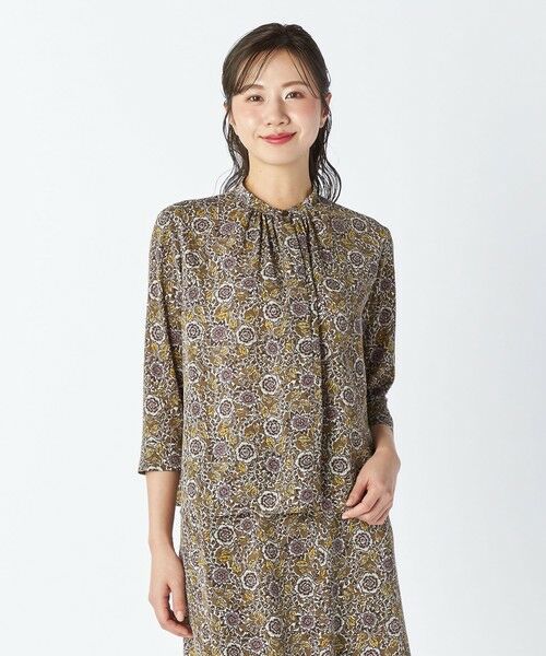 KEITH / キース シャツ・ブラウス | ウッドカットフラワーブラウス（モスグリーン）