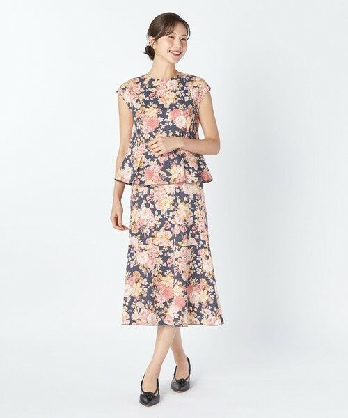 KEITH / キース ミニ・ひざ丈スカート | フローラルブーケスカート（チャコールグレー）