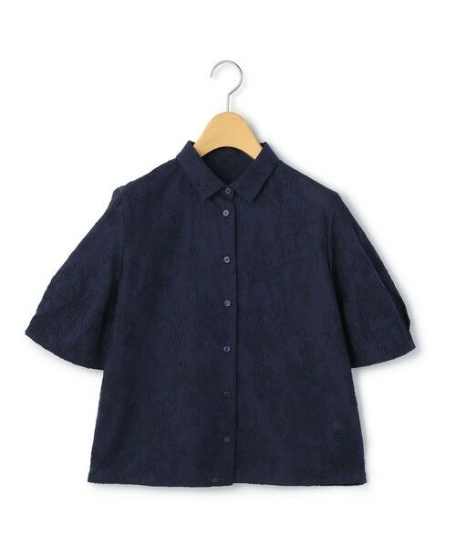 KEITH / キース シャツ・ブラウス | アブストラクトエンブロイダリーブラウス（ネイビー）