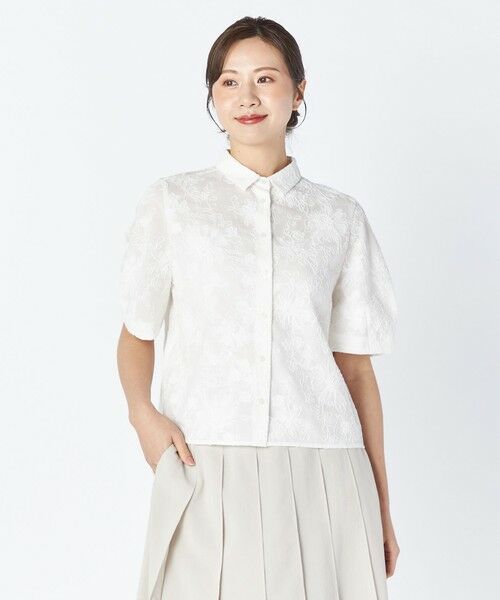 KEITH / キース シャツ・ブラウス | アブストラクトエンブロイダリーブラウス（ホワイト）