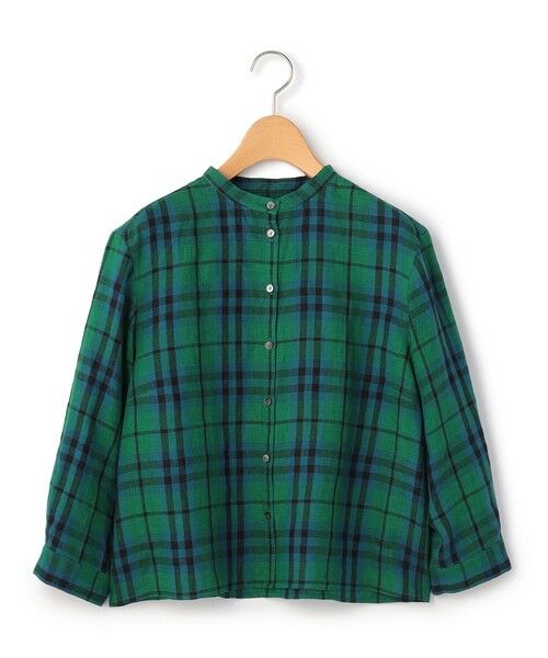 KEITH / キース シャツ・ブラウス | リネンキースチェックブラウス（ライトグリーン）