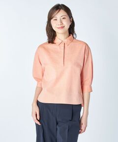 シャンブレーリップルブラウス