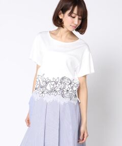 ketty / ケティ カットソー | 【洗濯可能】リヨセル綿スムース裾フラワーレースカットソー