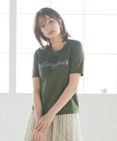 刺繍風プリントロゴTシャツ ≪手洗い可能≫