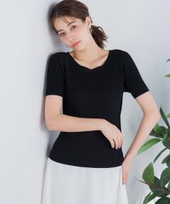 半袖リブクルーネックプルオーバー ≪手洗い可能≫