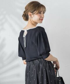 ketty / ケティ ニット・セーター | 接触冷感バックリボン配色ニット≪手洗い可能≫