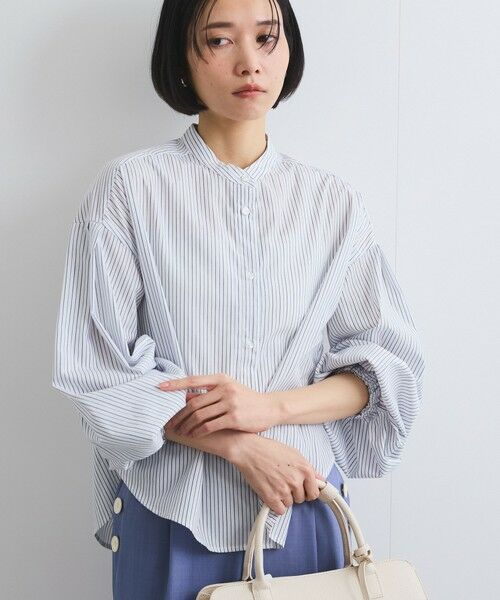 ketty / ケティ シャツ・ブラウス | バンドカラーラメストライプシャツ≪洗濯機で洗える≫ | 詳細1