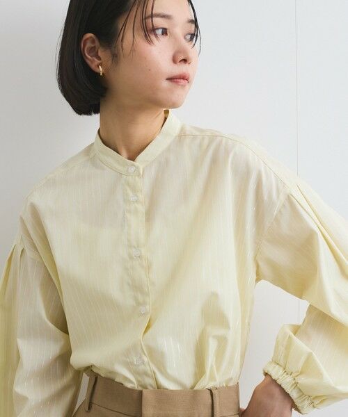ketty/ケティ バンドカラーラメストライプシャツ≪洗濯機で洗える≫ イエロー系その他 M ketty/ケティ バンドカラーラメストライプシャツ≪洗濯機で洗える≫ イエロー系その他 M