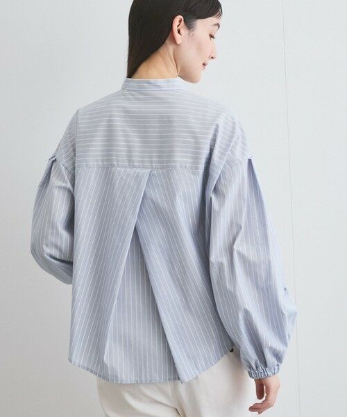 ketty/ケティ バンドカラーラメストライプシャツ≪洗濯機で洗える≫ サックスブルー M ketty/ケティ バンドカラーラメストライプシャツ≪洗濯機で洗える≫ サックスブルー M