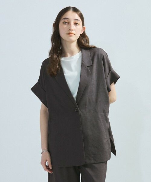 ketty/ケティ リネンライクハーフテーラードジャケット≪手洗い可能≫ チャコールグレー M ketty/ケティ リネンライクハーフテーラードジャケット≪手洗い可能≫ チャコールグレー M