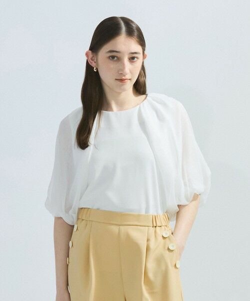ブラウス シャツ 「接触冷感」シフォンスリーブブラウス「洗濯機で洗える」 レディース セール】 【接触冷感】シフォンスリーブブラウス≪洗濯機で