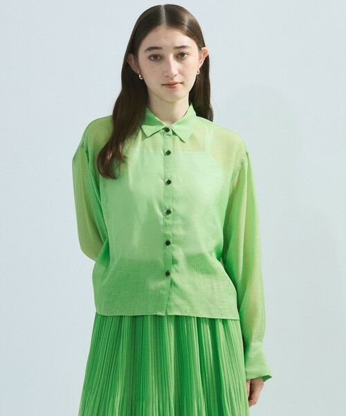 ketty/ケティ シアーリネンライクシャツブラウス≪セットアップ対応/手洗い可能≫ グリーン M ketty/ケティ シアーリネンライクシャツブラウス≪セットアップ対応/手洗い可能≫ グリーン M