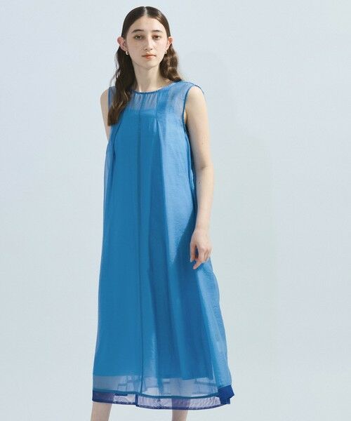 ketty / ケティ ロング・マキシ丈ワンピース | しぼシアーワンピースアンサンブル≪手洗い可能≫（ブルー）