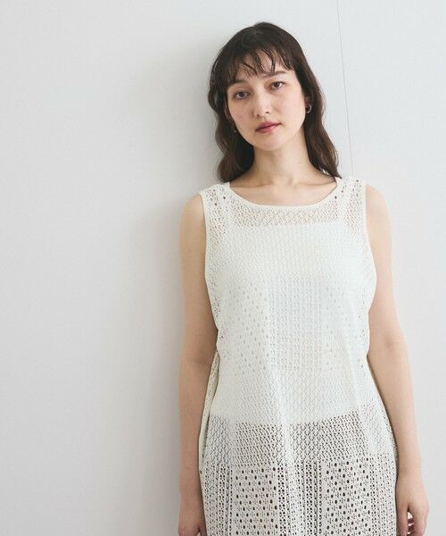 ketty / ケティ ロング・マキシ丈ワンピース | ブロック透かしニットワンピース≪手洗い可能≫ | 詳細1