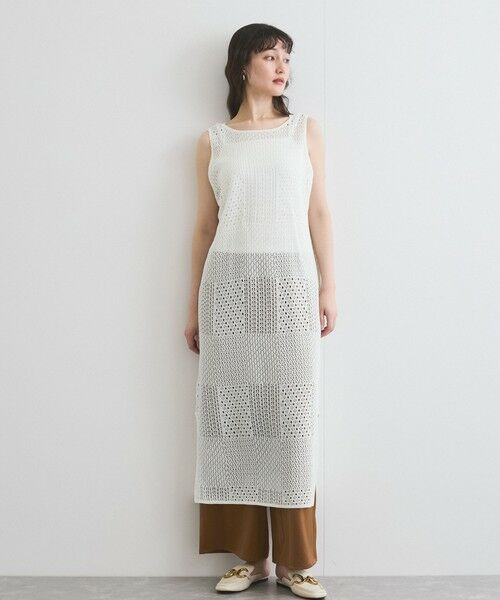 ketty / ケティ ロング・マキシ丈ワンピース | ブロック透かしニットワンピース≪手洗い可能≫ | 詳細2