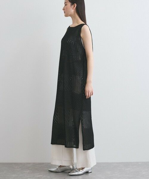 ketty / ケティ ロング・マキシ丈ワンピース | ブロック透かしニットワンピース≪手洗い可能≫ | 詳細6