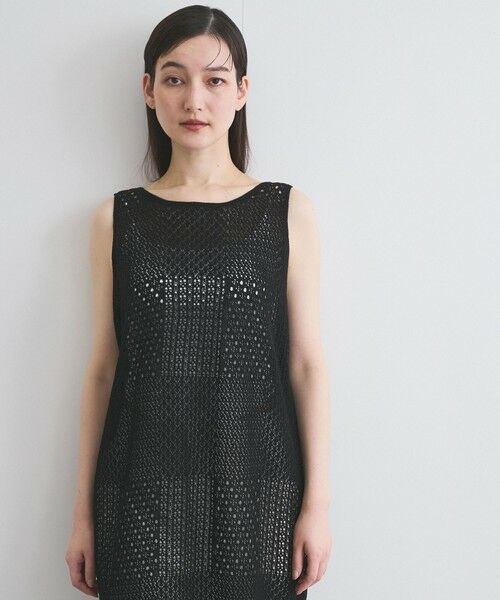 ketty / ケティ ロング・マキシ丈ワンピース | ブロック透かしニットワンピース≪手洗い可能≫ | 詳細7