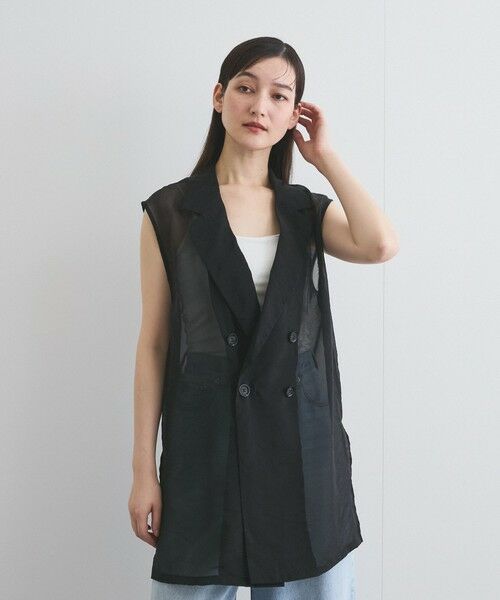 ketty / ケティ テーラードジャケット | シャンブレーシアーノースリジャケット≪手洗い可能≫ | 詳細1