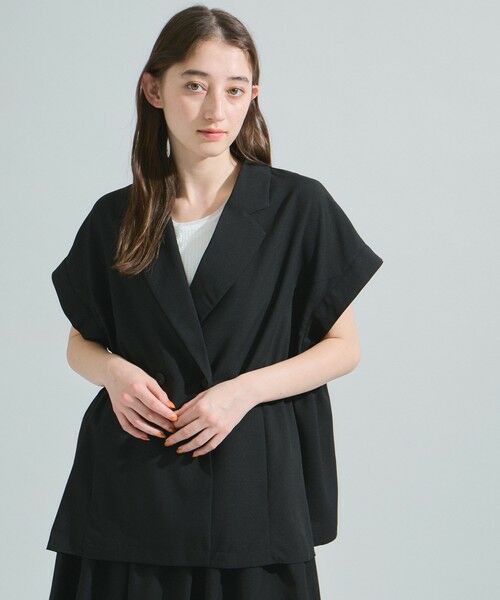 ketty/ケティ リネンライクドロストジレ≪セットアップ対応/洗濯機で洗える≫ ブラック M ketty/ケティ リネンライクドロストジレ≪セットアップ対応/洗濯機で洗える≫ ブラック M