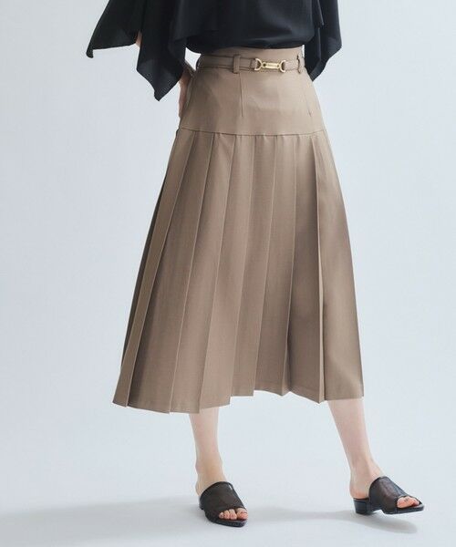 ketty / ケティ ミニ・ひざ丈スカート | リネンライクベルト付プリーツスカート≪手洗い可能≫ | 詳細1