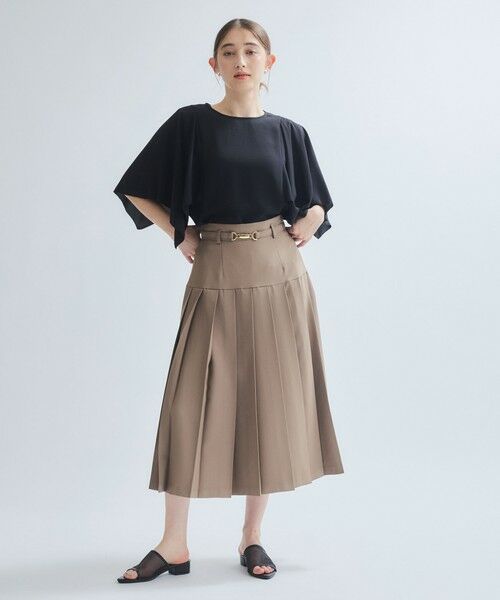 ketty / ケティ ミニ・ひざ丈スカート | リネンライクベルト付プリーツスカート≪手洗い可能≫ | 詳細2