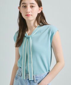 【LHELBIE】スカーフドッキングニットトップス≪洗濯機で洗える≫ LHELBIE】スカーフドッキングニットトップス≪洗濯機で洗える