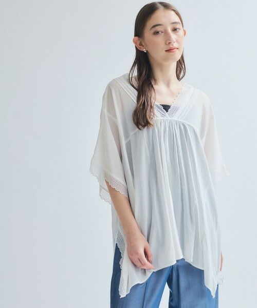 ketty/ケティ 強撚気流染めレースブラウス≪手洗い可能≫ オフホワイト M ketty/ケティ 強撚気流染めレースブラウス≪手洗い可能≫ オフホワイト M