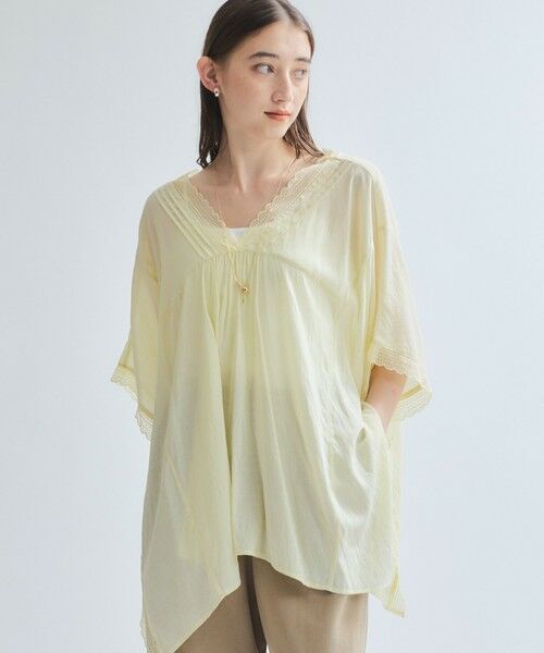 ketty/ケティ 強撚気流染めレースブラウス≪手洗い可能≫ イエロー M ketty/ケティ 強撚気流染めレースブラウス≪手洗い可能≫ イエロー M