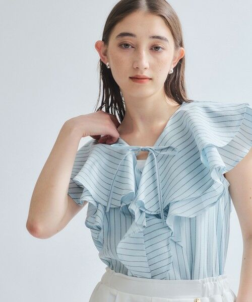 ketty/ケティ フリルノースリブラウス≪手洗い可能≫ ブルー系その他 M ketty/ケティ フリルノースリブラウス≪手洗い可能≫ ブルー系その他 M