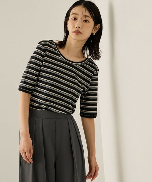 ketty / ケティ カットソー | ランダムリブボーダーハーフスリーブカットソー≪手洗い可能≫ | 詳細3