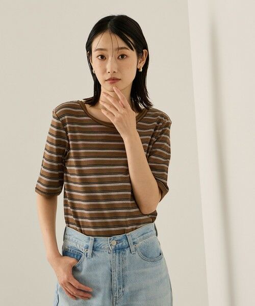 ketty / ケティ カットソー | ランダムリブボーダーハーフスリーブカットソー≪手洗い可能≫ | 詳細6