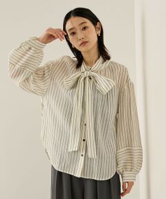 ketty / ケティ シャツ・ブラウス | セミシアーストライプ2WAYボウタイブラウス≪手洗い可能≫