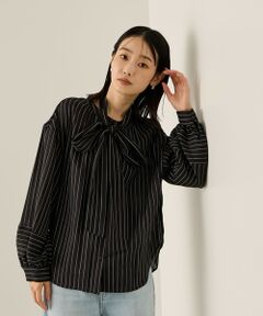 ketty / ケティ シャツ・ブラウス | セミシアーストライプ2WAYボウタイブラウス≪手洗い可能≫