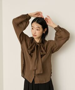 ketty / ケティ シャツ・ブラウス | セミシアーストライプ2WAYボウタイブラウス≪手洗い可能≫