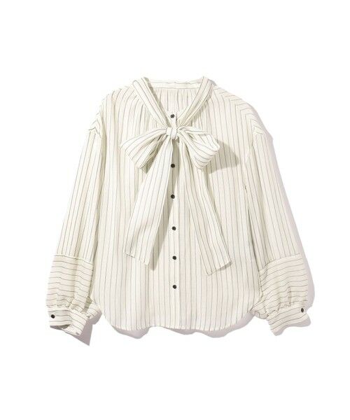 ketty / ケティ シャツ・ブラウス | セミシアーストライプ2WAYボウタイブラウス≪手洗い可能≫ | 詳細3