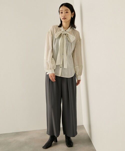 ketty / ケティ シャツ・ブラウス | セミシアーストライプ2WAYボウタイブラウス≪手洗い可能≫ | 詳細2