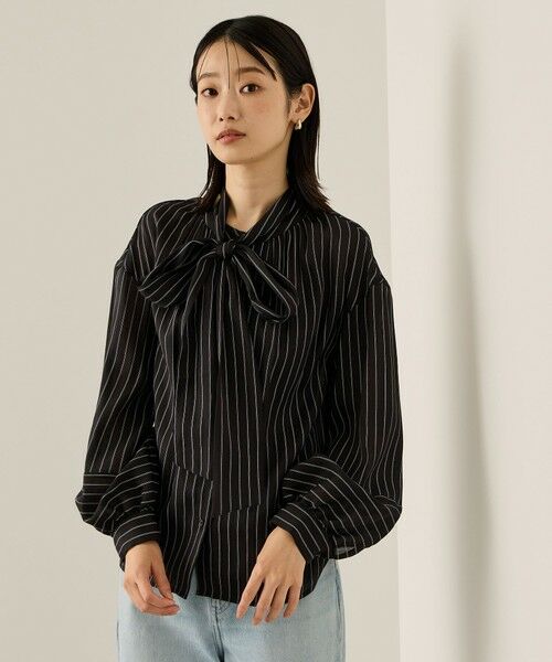 ketty / ケティ シャツ・ブラウス | セミシアーストライプ2WAYボウタイブラウス≪手洗い可能≫ | 詳細5