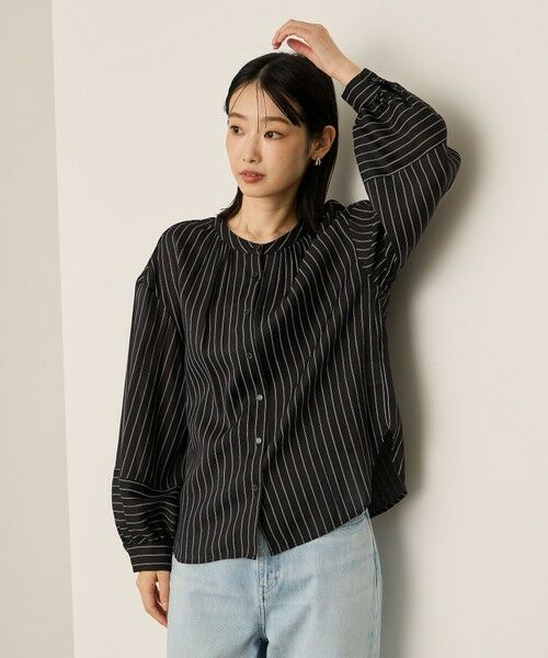 ketty / ケティ シャツ・ブラウス | セミシアーストライプ2WAYボウタイブラウス≪手洗い可能≫ | 詳細6