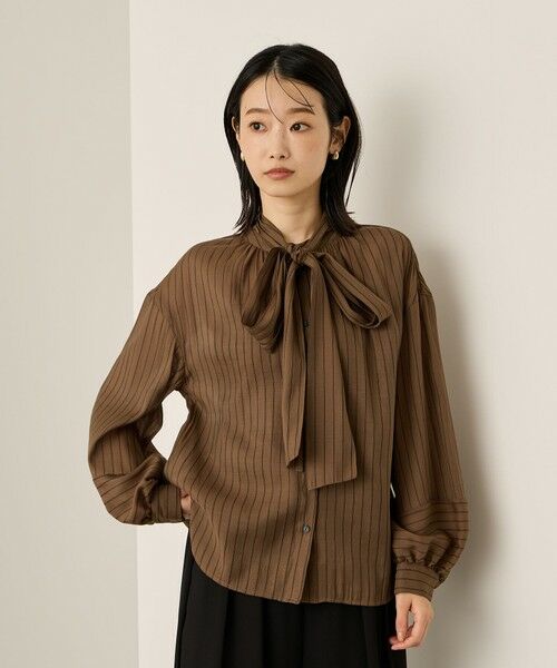 ketty / ケティ シャツ・ブラウス | セミシアーストライプ2WAYボウタイブラウス≪手洗い可能≫ | 詳細10