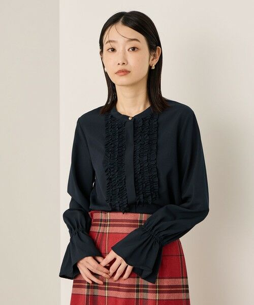 ketty/ケティ ポライトジョーゼットフリルブラウス≪手洗い可能≫ ネイビー M ketty/ケティ ポライトジョーゼットフリルブラウス≪手洗い可能≫ ネイビー M