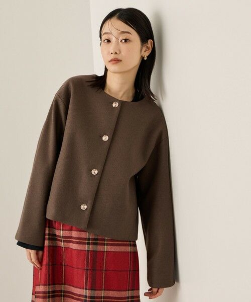 ketty/ケティ ウールチョウジャージーノーカラージャケット ブラウン M ketty/ケティ ウールチョウジャージーノーカラージャケット ブラウン M