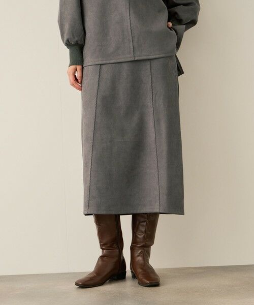 ketty / ケティ ミニ・ひざ丈スカート | スウェードタッチダンボールナロースカート≪手洗い可能≫ | 詳細5