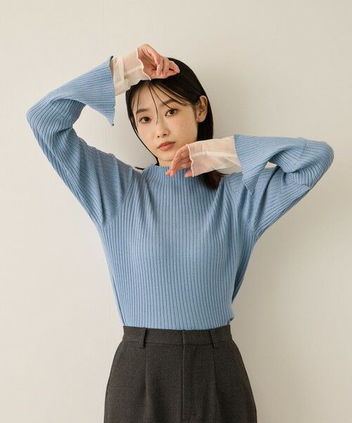 ketty / ケティ ニット・セーター | シアーカフレイヤードフウニットプルオーバー≪手洗い可能≫ | 詳細1