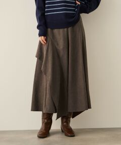 ketty / ケティ ミニ・ひざ丈スカート | サテンピーチバックアシンメトリースカート≪手洗い可能≫