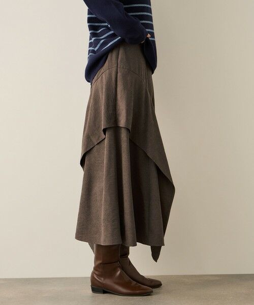 ketty / ケティ ミニ・ひざ丈スカート | サテンピーチバックアシンメトリースカート≪手洗い可能≫ | 詳細1